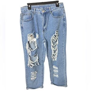 Distressed Blue Jeans